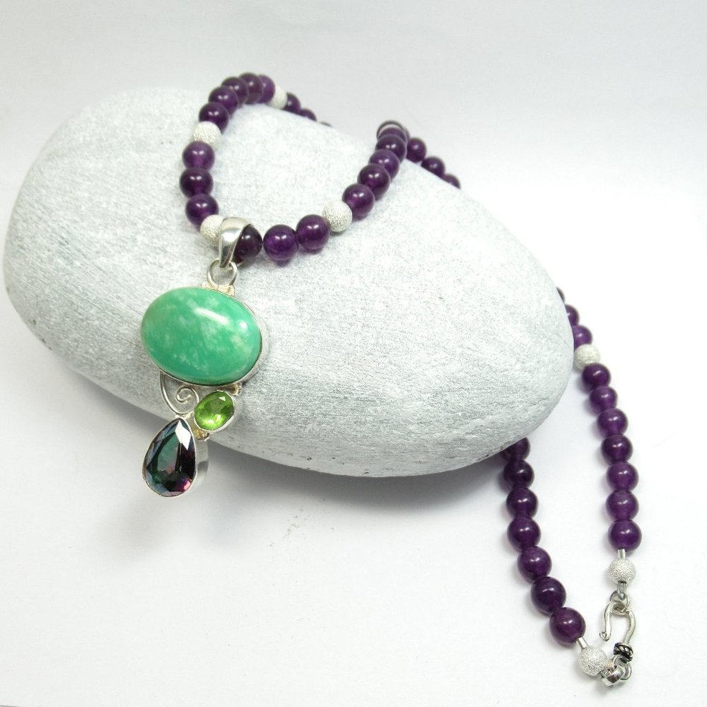 Amethyst Necklace with Sterling Gem focal